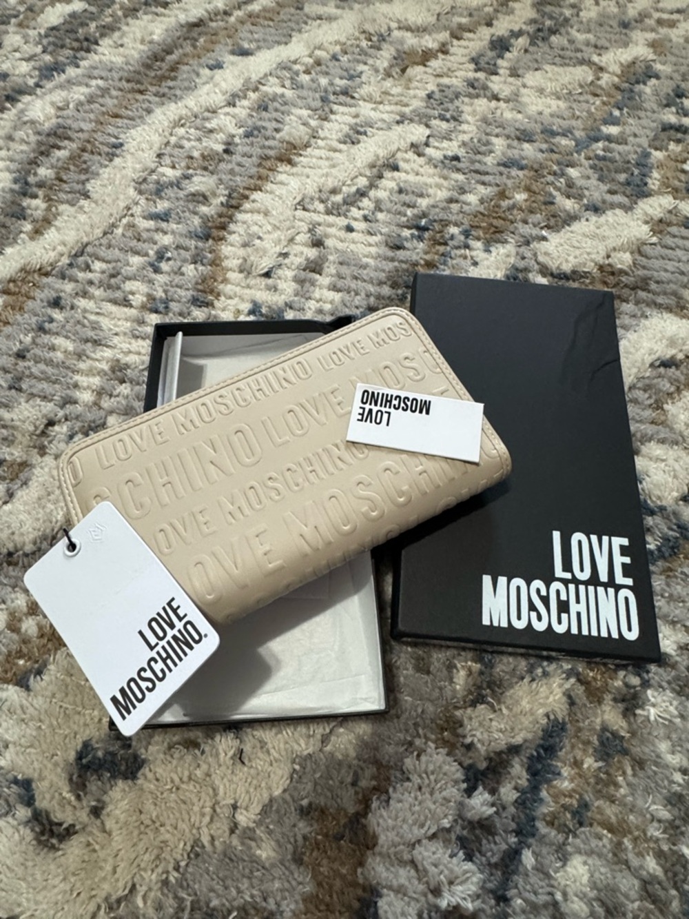 Love Moschino Beige Embossed Zip-Around Wallet